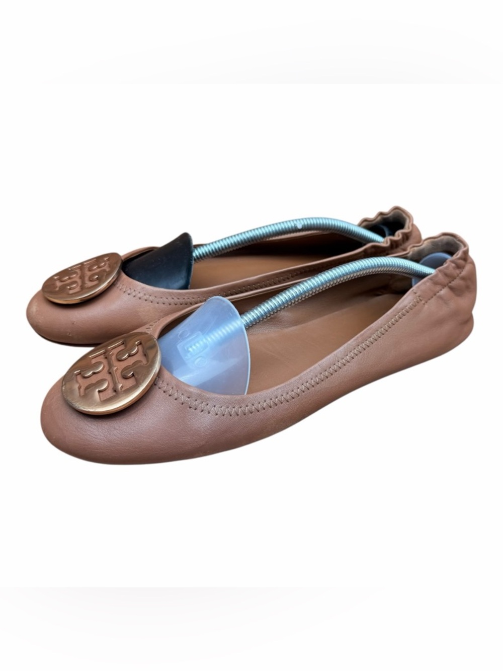 Tory Burch size 8.5  Tan Leather Logo Ballet Flats
